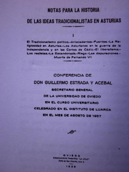 Notas para la Historia de las Ideas Tradicionalistas en Asturias (1939)